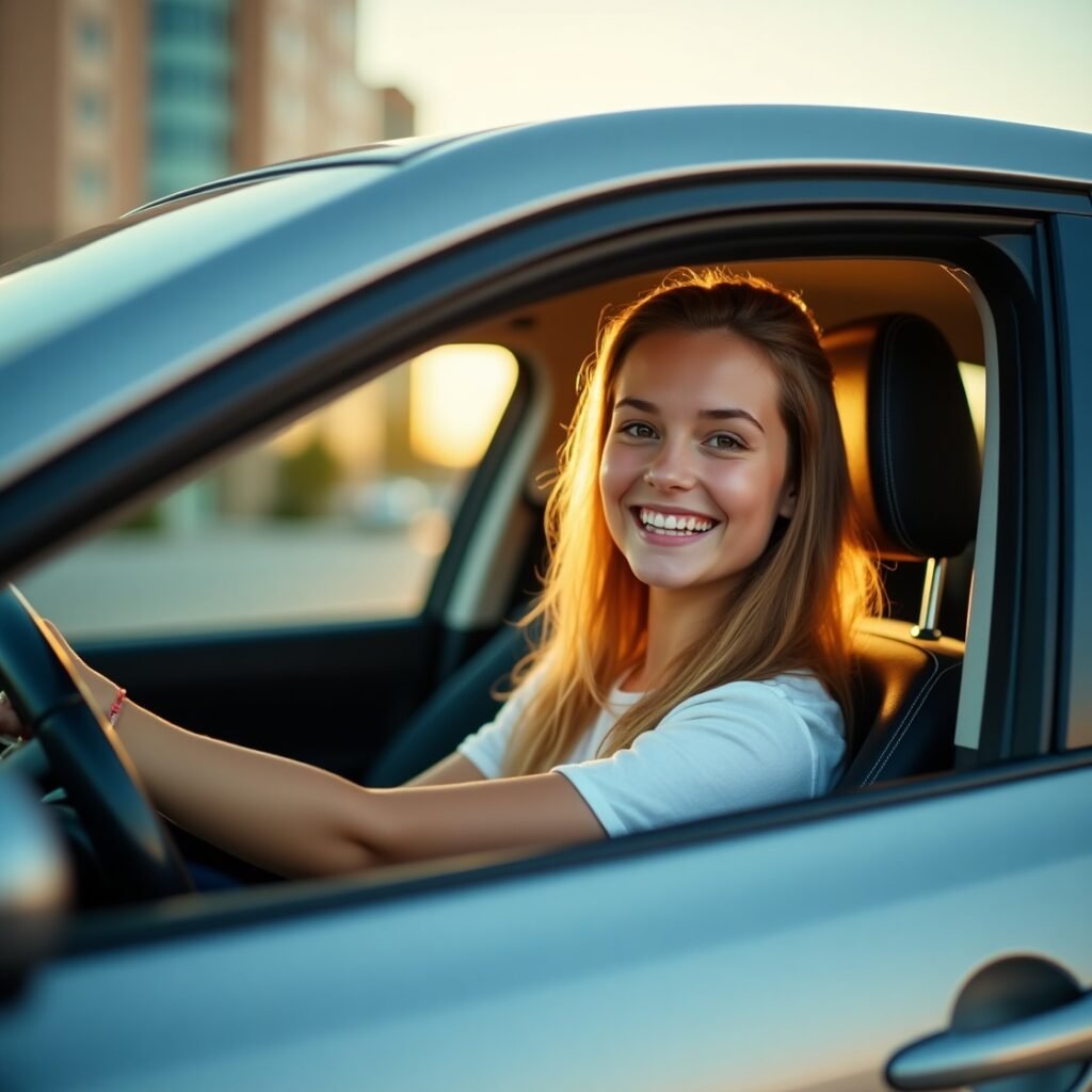 smiling girl with self defence driving class at simcoe driving school