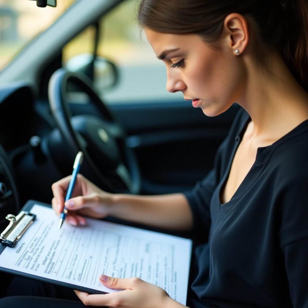 trainer ticking and scoring student